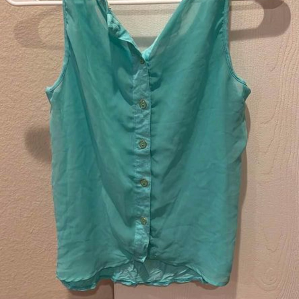 E HANGER M - ANTHROPOLOGIE Teal Tank Top